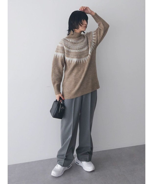 Green Parks 求心柄ニットプルオーバー Brown