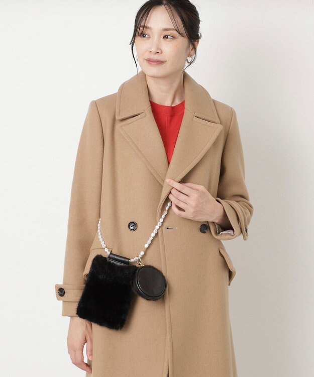 MOONBAT 【ファーバッグ 】パールショルダー スマホバッグ ポシェット フェイクファー ブラック