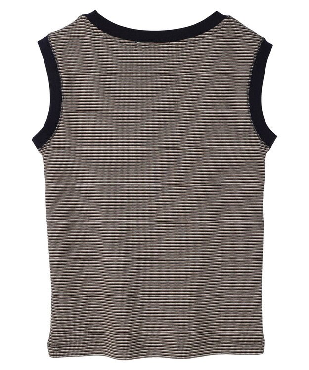 AMERICAN HOLIC ミジンボーダーノースリーブカットプルオーバー Navy