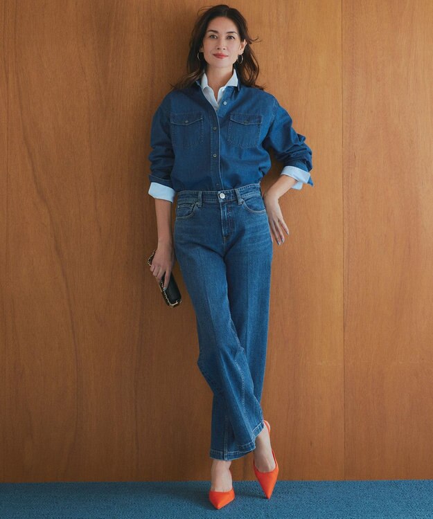 23区 【洗える】23区DENIM ライトダンガリー シャツ インディゴ