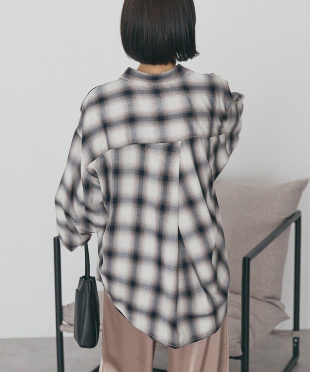 AMERICAN HOLIC 【イージーケア】　チェックバックタックシャツ Black