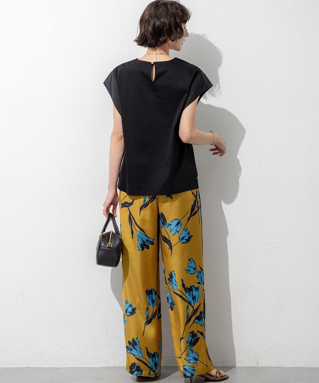 23区 【先行予約】スムースデザイン タフタスリーブ カットソー ブラック系