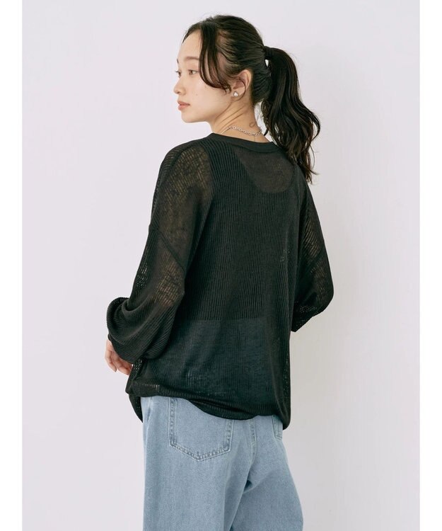 earth music&ecology シアーリブドルマンプルオーバー Black