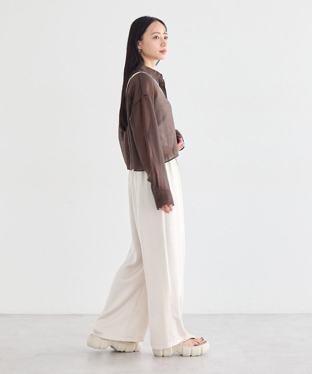 earth music&ecology 【WEB限定】シアーショートシャツ Brown