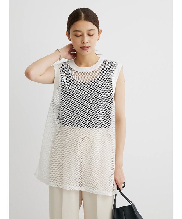 Green Parks メッシュベスト Ecru