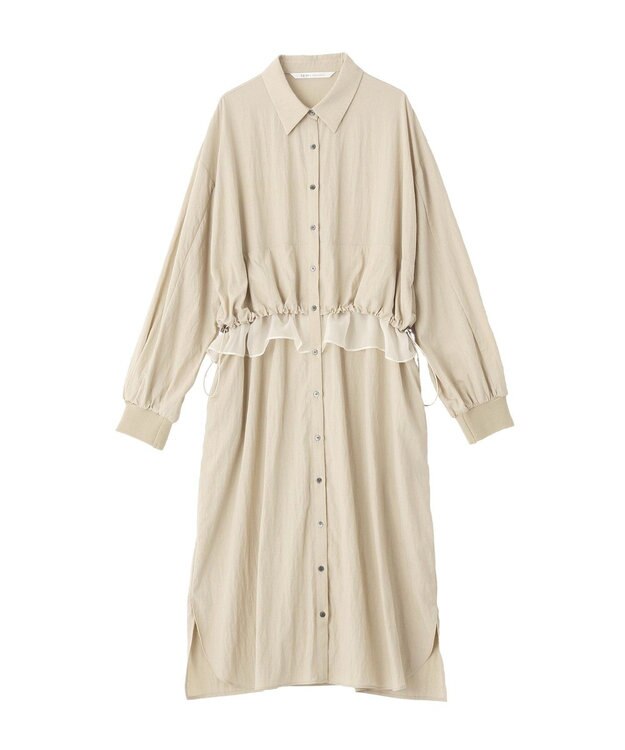YECCA VECCA シアーMIXドロストデザインシャツワンピース Beige