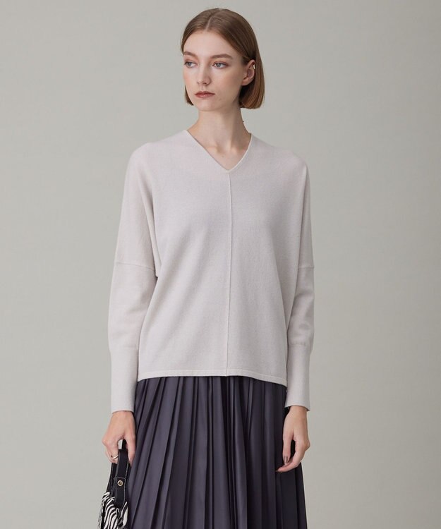 ICB 【洗える】ソフトウールハイゲージ Vネックプルオーバー トープ系