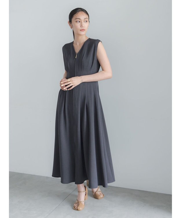 Te chichi ミックスツイルジャンスカワンピース(セットアップ可)《2026 SUMMER LOOK item》 チャコールグレー