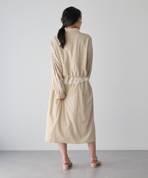 YECCA VECCA シアーMIXドロストデザインシャツワンピース Beige