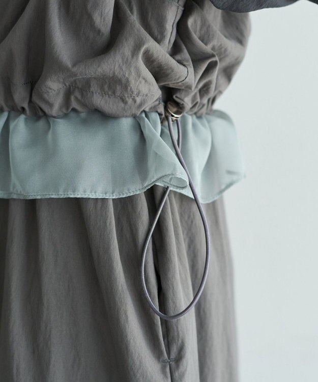 YECCA VECCA シアーMIXドロストデザインシャツワンピース Khaki