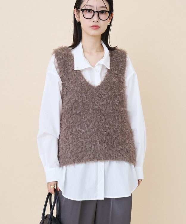 AMERICAN HOLIC テープヤーンニットベスト Mocha