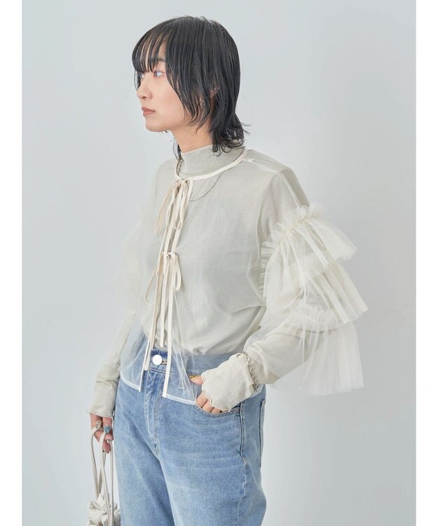 Green Parks ・ＥＬＥＮＣＡＲＥ　ＤＵＥ　２ｗａｙチュールブラウス Ivory