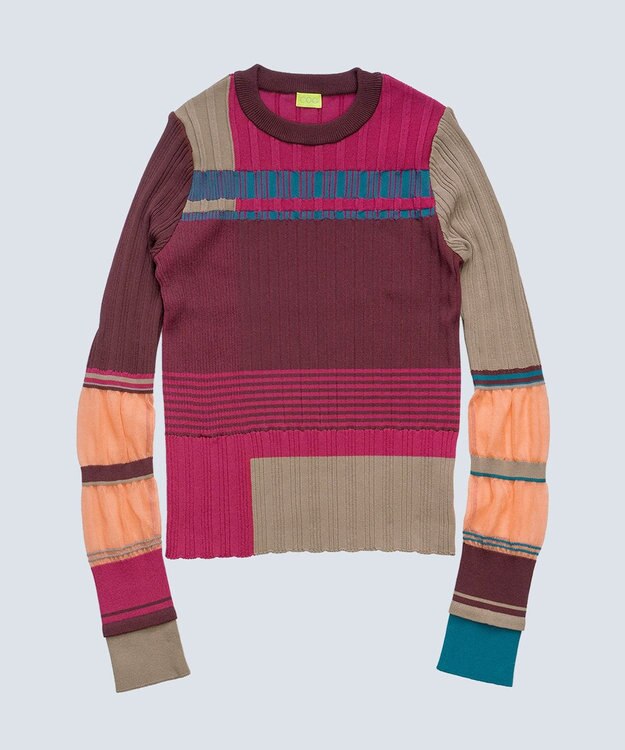 COQ FLAG カラーブロックリブニット ワイン