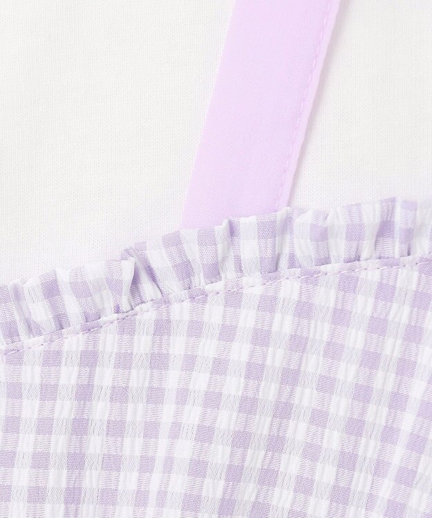 ANY KIDS サッカー ギンガム ワンピース ラベンダー系