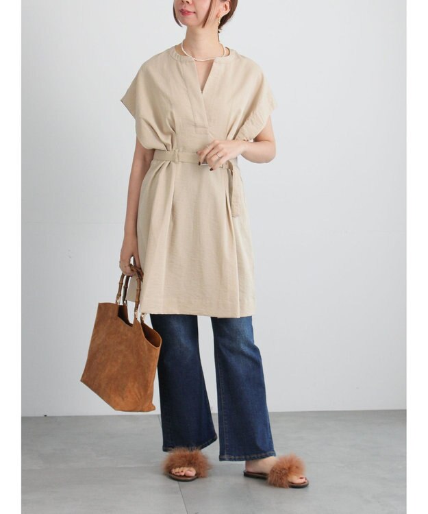 Te chichi ミリタリーチュニックシャツ ベージュ