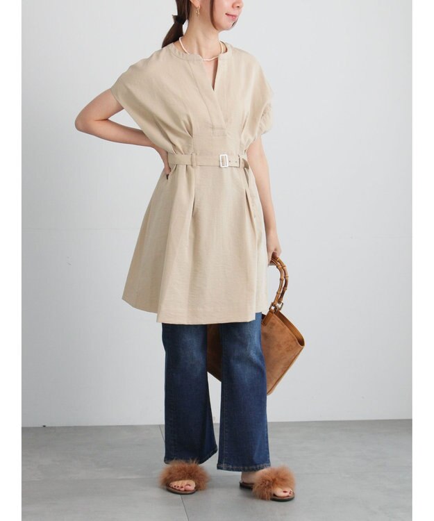 Te chichi ミリタリーチュニックシャツ ベージュ