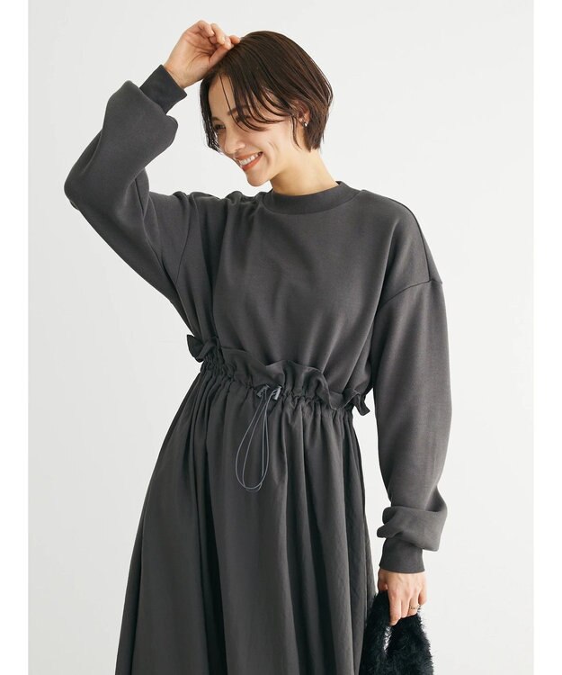 Green Parks ・ＳＵＧＡＲ　ＳＰＯＯＮ　ドロストドッキングワンピ Charcoal Gray