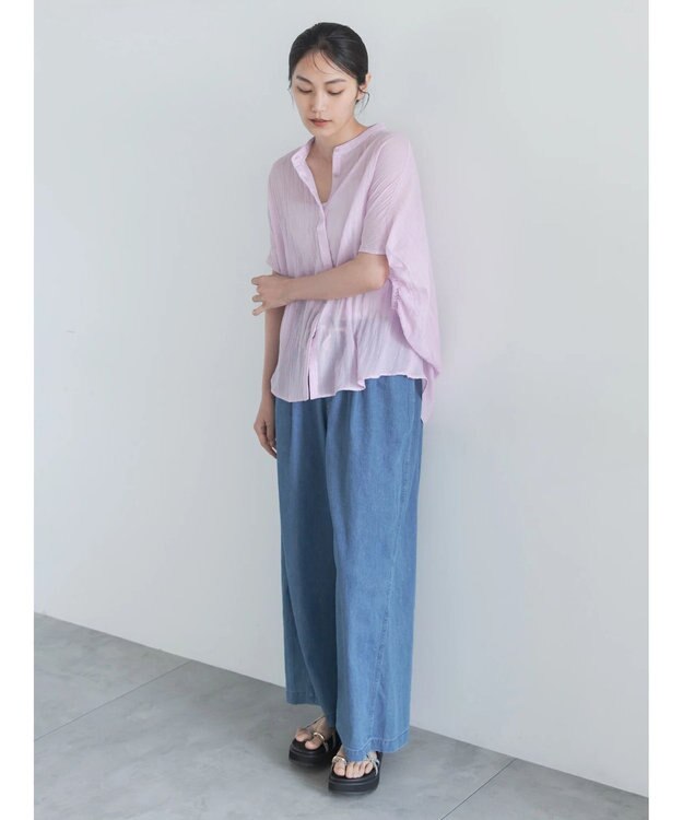 Te chichi 【7色展開】シャンブレーボイルドルマンシャツ パープル