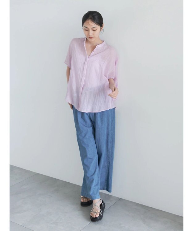 Te chichi 【7色展開】シャンブレーボイルドルマンシャツ パープル