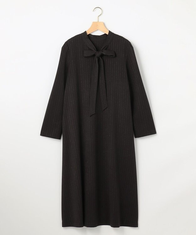 組曲 S 【前後着用可】ラメストライプボウタイ ワンピース ブラック系1