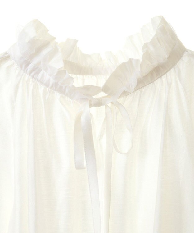 YECCA VECCA スタンドカラーシアーリボンブラウス Off White