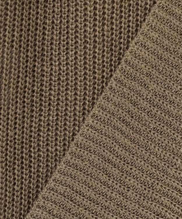 自由区 S 【洗える】リネンミドルゲージニット ベスト カーキ