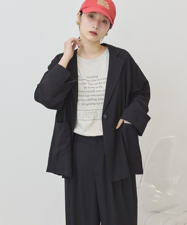 AMERICAN HOLIC ニュアンスオーバージャケット Black