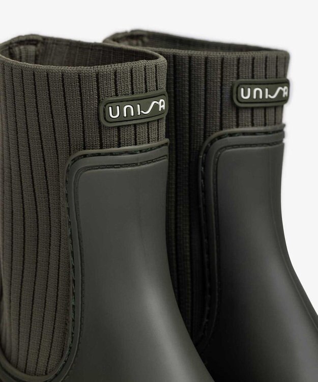 BONTRE 【UNISA/ウニサ】リブデザインレインブーツ カーキ