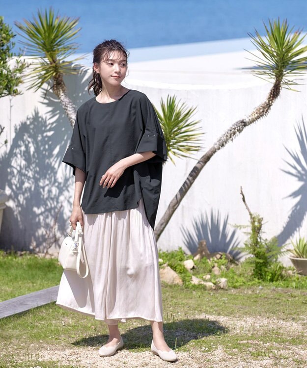 Tiaclasse 【洗える】ワイドスリーブドルマンブラウス チャコールグレー