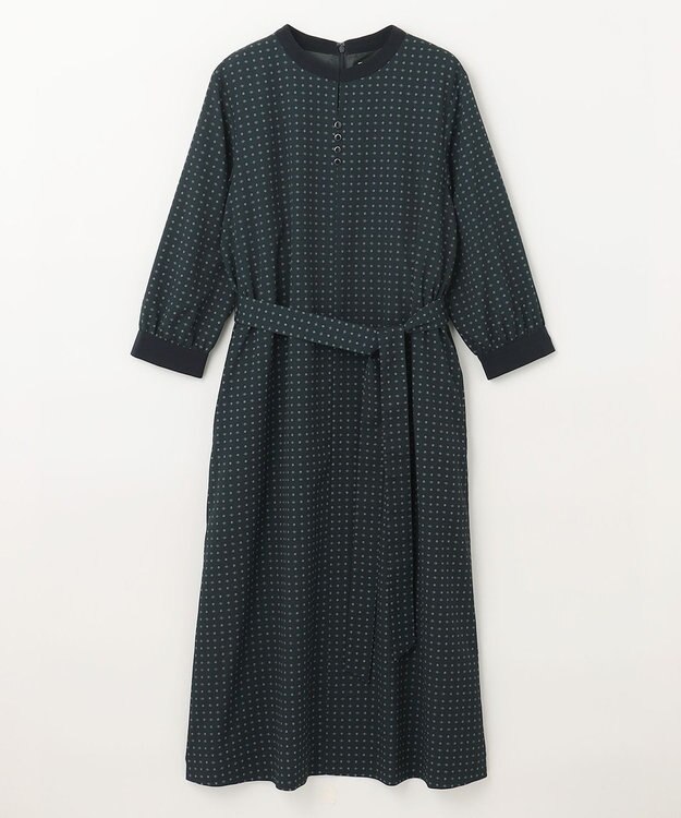 J.PRESS LADIES 【洗える】シュリンクデシン ジオメトリックプリント ワンピース ダークグリーン系5