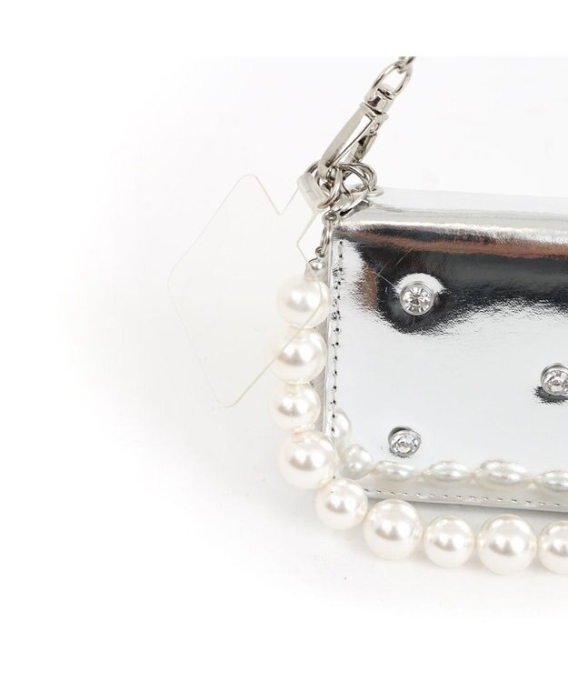 UNBILLION VERYコラボ ペルケ perche / 牛革パールハンドルジャバラウォレット シルバー