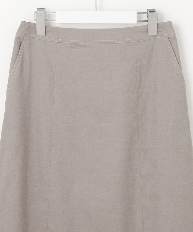 J.PRESS LADIES S 【洗える】麻ポリエステルストレッチ スカート モカシャンブレー系