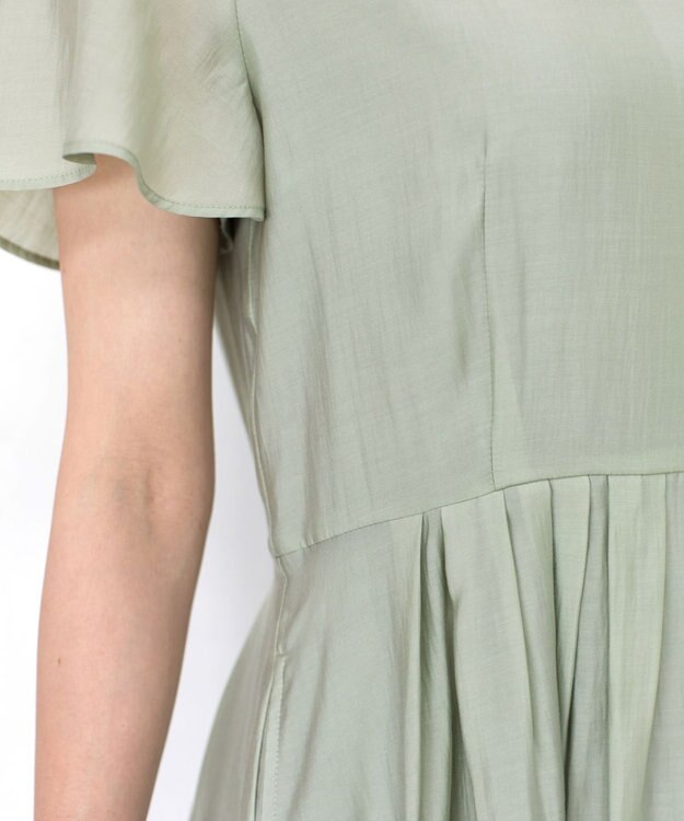 Tiaclasse 【洗える】大人上品なシアータックワンピース ミント