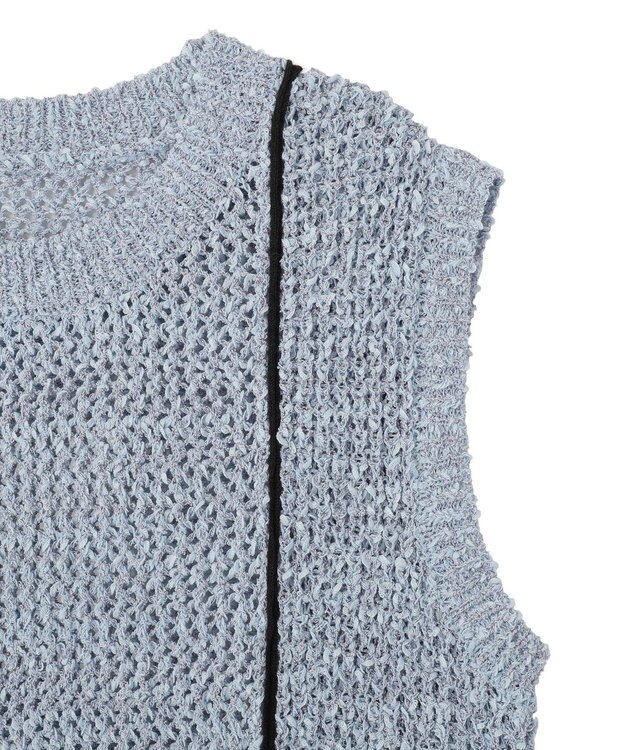 earth music&ecology 配色ラインＭＩＸニットベスト Blue