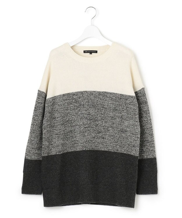 23区 【洗える】ウールナイロン カラーブロック ニット モノトーン系