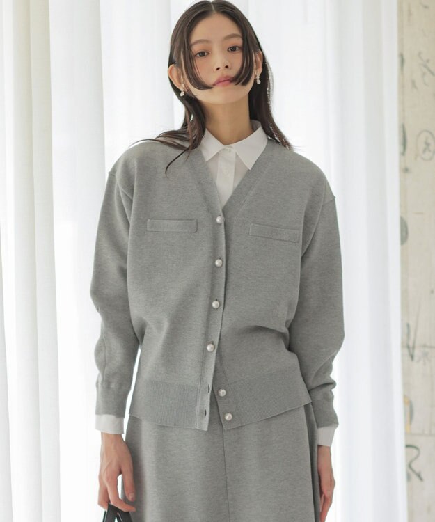 組曲 スウェットニット カーディガン ライトグレー系
