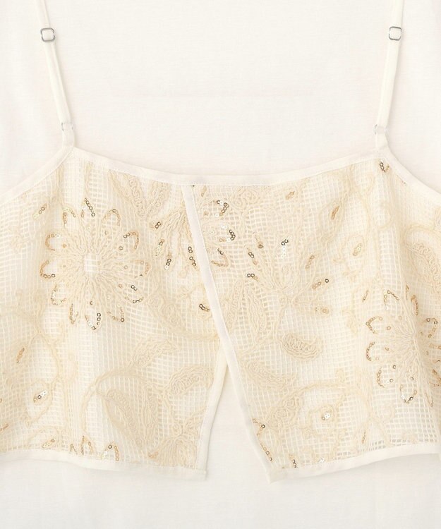 YECCA VECCA 【2点SET】刺繍メッシュキャミセットコットンTee Light Beige