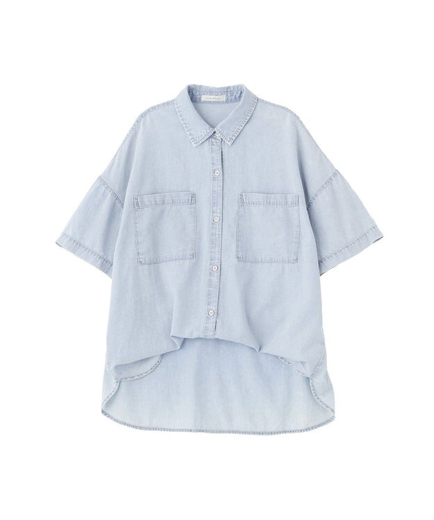 Green Parks 半袖シアーデニムシャツ Light Indigo