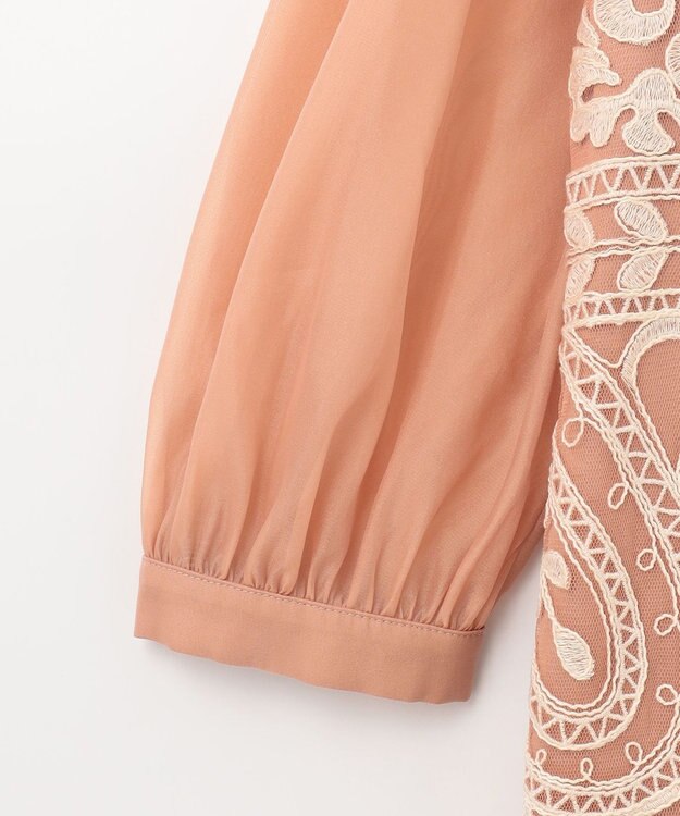 GRACE CONTINENTAL オーガン袖コード刺繍ドレス ピンク