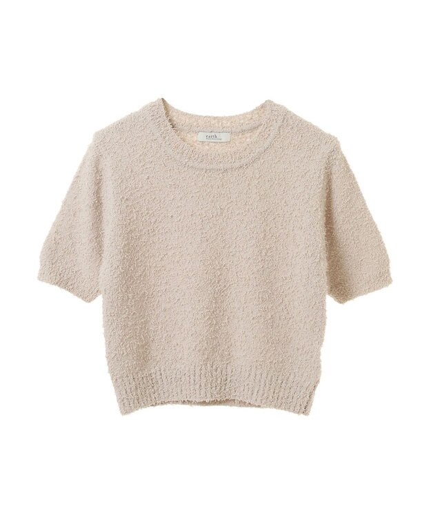 earth music&ecology ツイストブークレ半袖プルオーバー Ecru