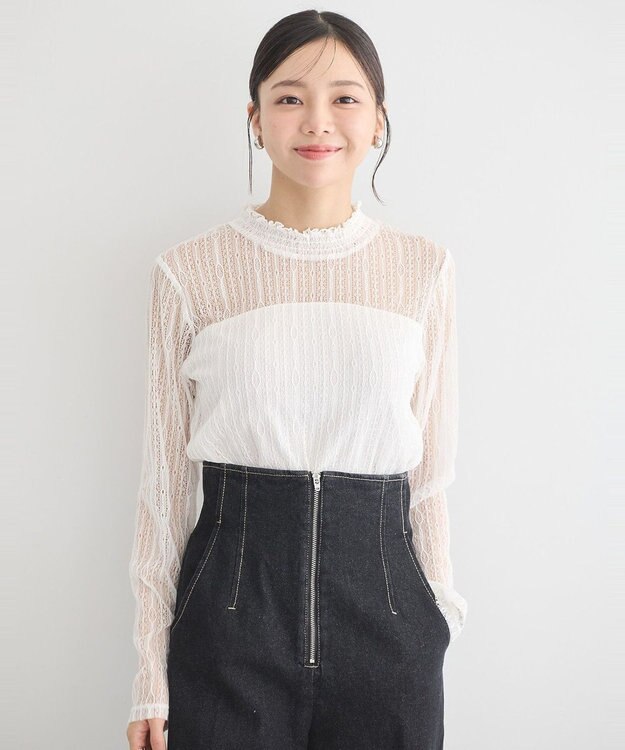 earth music&ecology レースドッキングプルオーバー Ivory