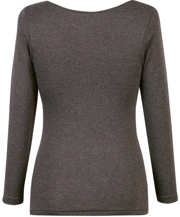 Wing あったかインナー 綿混 裏起毛 よく伸びる素材 【ラクのびサーモ】 8分袖 長袖 秋 冬 EL6813 ウイング／ワコール ブラウン