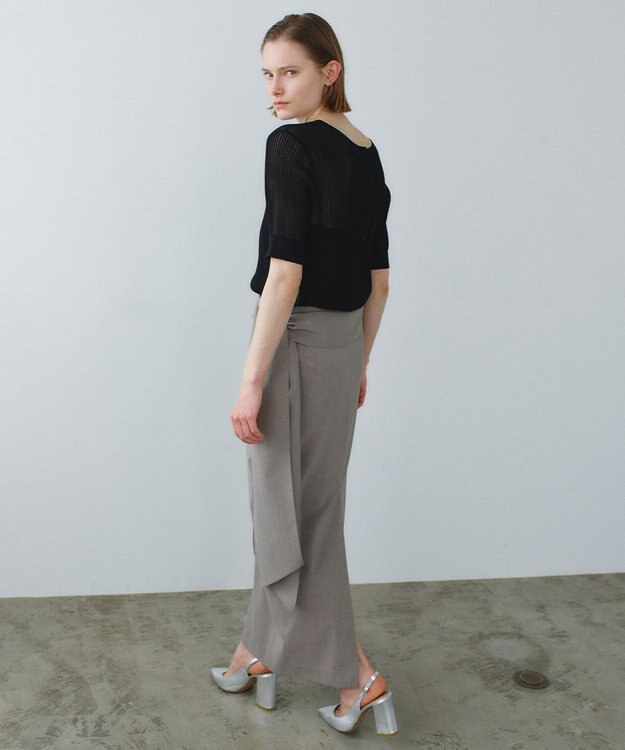 BEIGE， 【イージーケア・セットアップ対応】BATEAU / サイドディテール Iラインスカート Charcoal