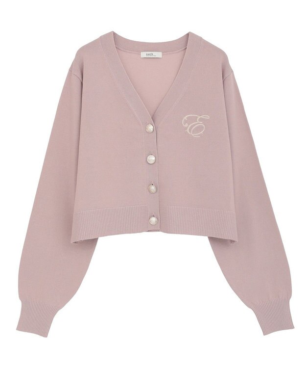 earth music&ecology ロゴ刺繍カーディガン Pink