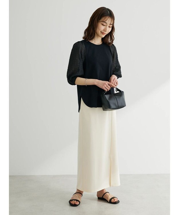 Green Parks ・ＳＵＧＡＲ　ＳＰＯＯＮ　シャーリング袖プルオーバー Black