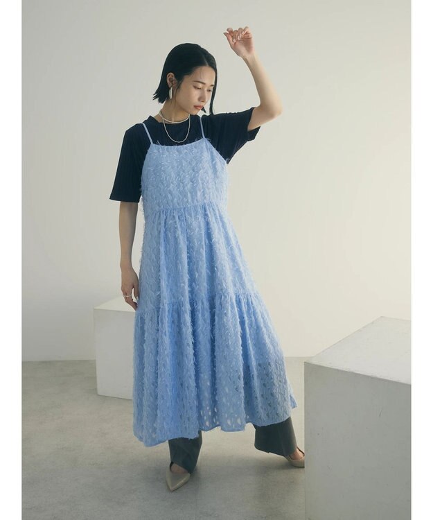 Green Parks armonia.フェザージャガードキャミワンピース Blue
