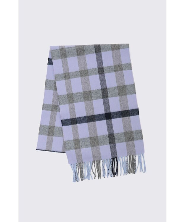 DAKS ウールチェックストール パープル