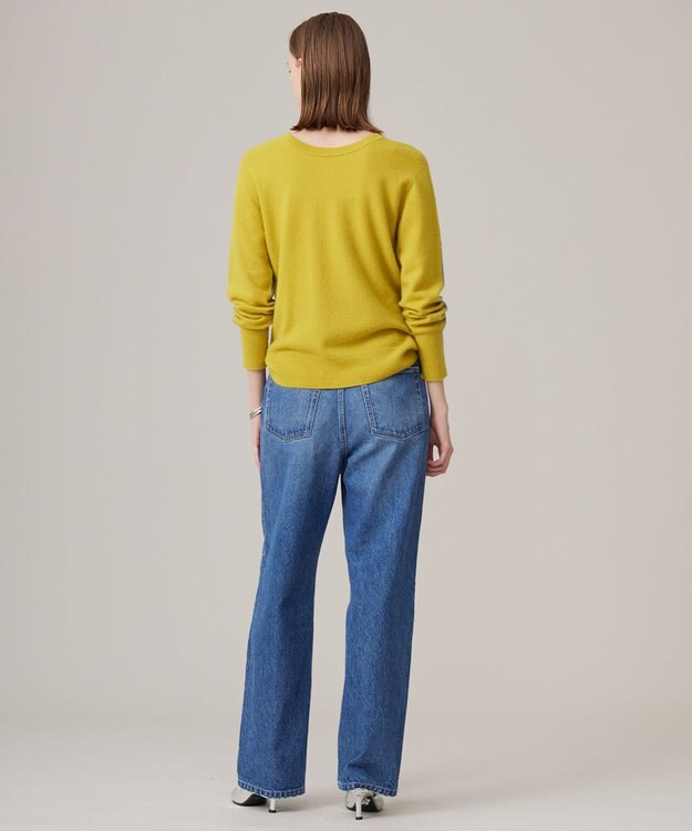 ICB 【CLASSY.1月号掲載・前後着用可能】ピュアカシミヤ バイカラーニット ライム×ライトグレー系