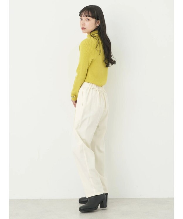 earth music&ecology やわらかタッチリブタートルネックプルオーバー Lime Green