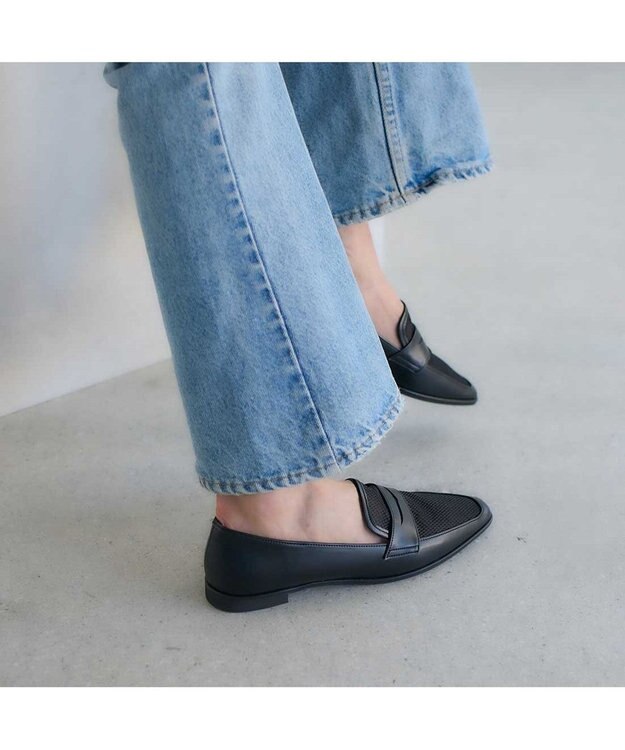 MODE ET JACOMO <carino>メッシュチュールローファー ブラック